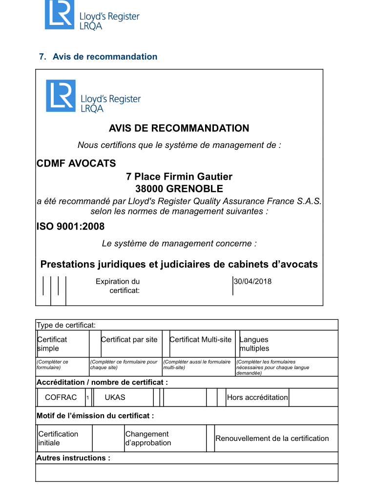 Certification iso 9001-2008